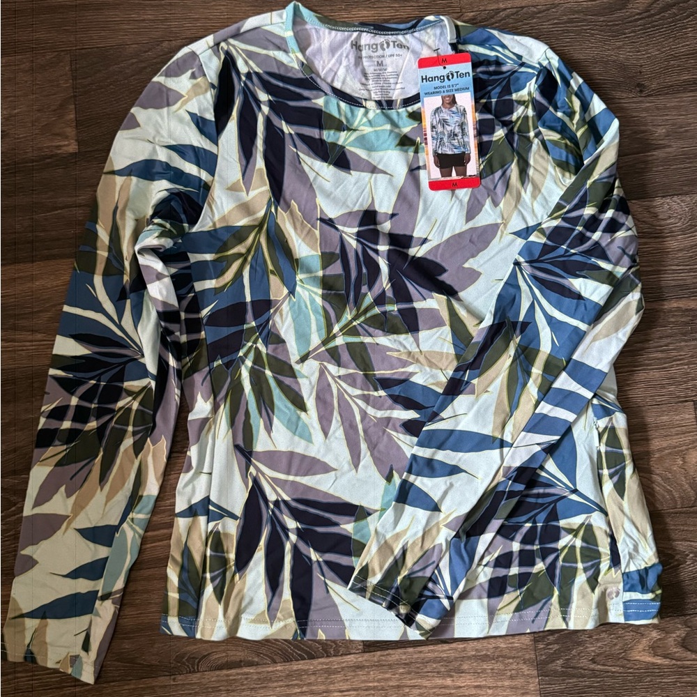 Hang Ten Leaf Print Long Sleeve Sun Shirt
